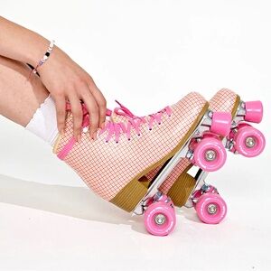 Impala Pink Tartan Quad Roller Skates